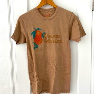 Tomas Maier vintage T-shirt”Orange Blossom” print on brown/beige 100% co…